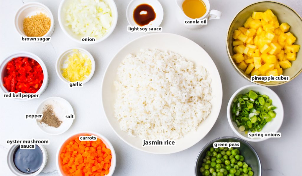 ingredients for pineapple Thai fried rice