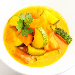 Vegan Panang Curry in a white bowl