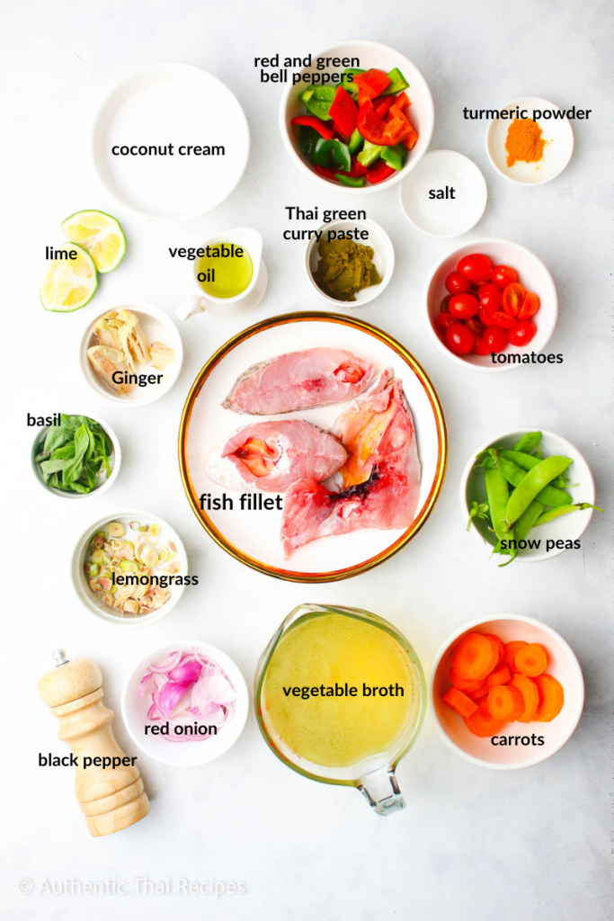 Ingredients in white bowls