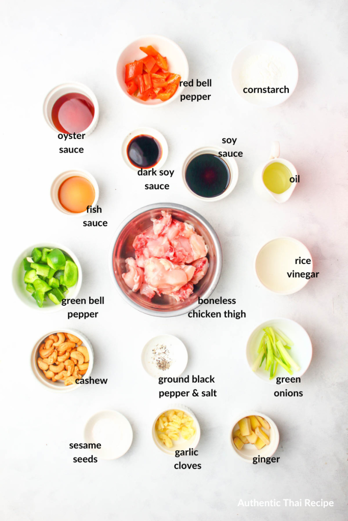 all ingredients in white bowls